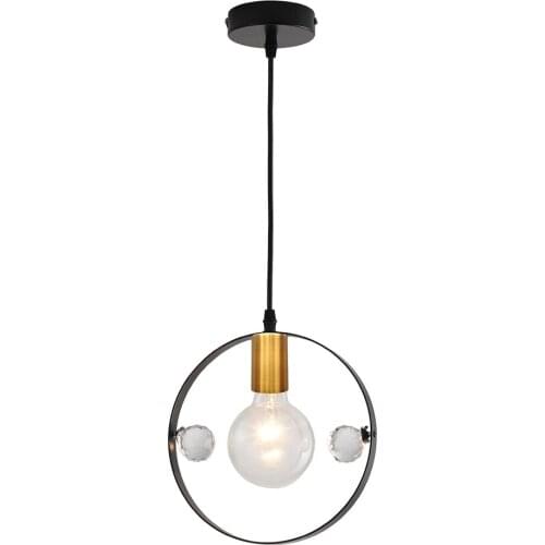 Wrought Iron Pendant Light K9 Crystal Ball Decoration E27 Lamp Holder Suitable for Bedroom Living Room Decorative Luminaire