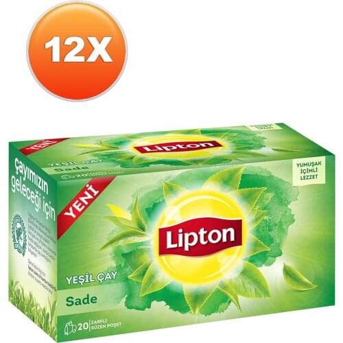 WONDERFUL Luxury Lipton Plain Green Glass Tea Bag 20 x 2 Gr. Set of Twelve FREE SHIPPING