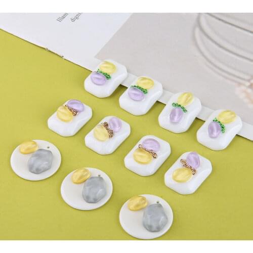 2020 Personality creative stitching geometry rectangle/rounds shape resin flatback beads diy jewelry earring/garment accessory