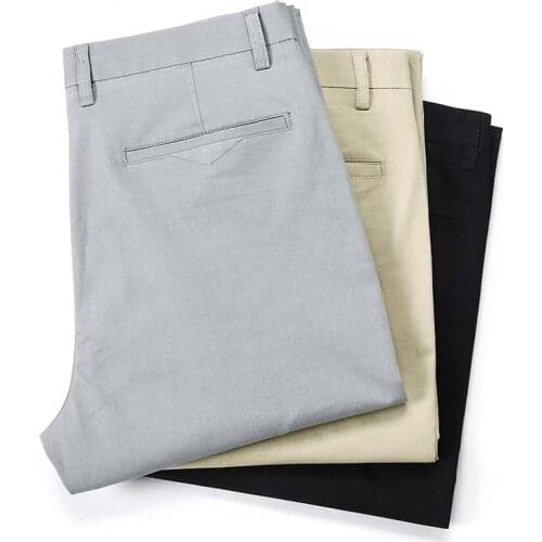 2021 Cotton Straight Loose Casual Trousers Large Size Fashion Mens Business Suit Pants Mens Pants