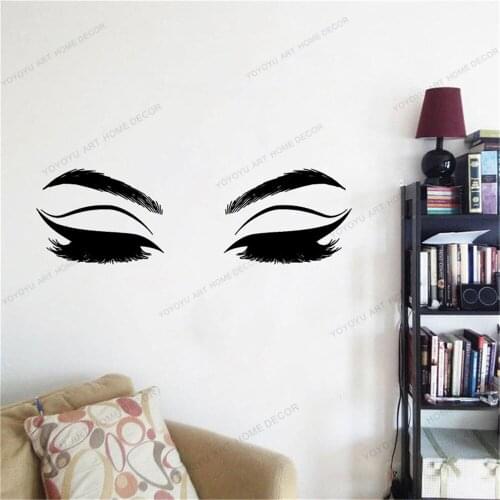 Eyelash Wall Decals Eyelashes Window Vinyl Sticker Beauty Salon Woman Lashes Eyebrows Brows Art Interior Decor CX2194