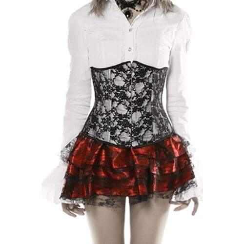 Sexy Black Lace Hollow Out Corset Underbust Latex Waist Corsets Cincher Shapewear Waist Slimming Sexy Lingerie Gothic Corselet