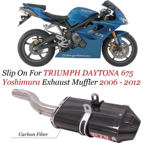 Slip On For TRIUMPH DAYTONA 675 2006 - 2012 Motorcycle Exhaust System Escape Moto Link Pipe Carbon Fiber Yoshimura Muffler