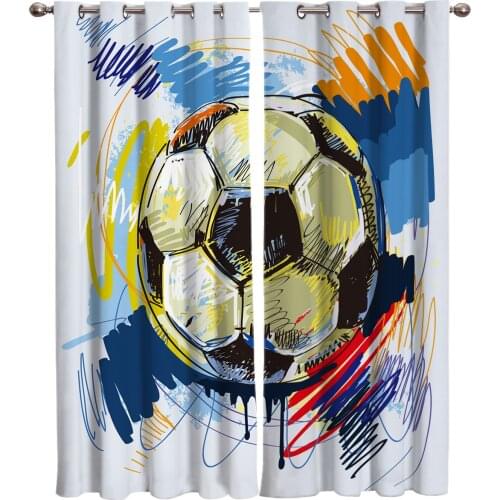 Football Watercolor Brush Sport Window Curtains Living Room Curtain Kitchen Curtains Home Decor