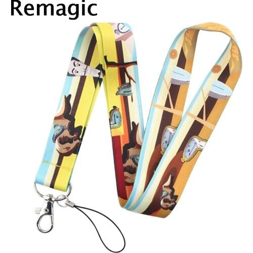 20pcs Eternal Art Oil Painting Lanyard Phone Holder Funny Neck Strap With Keyring ID Card DIY Animal webbing ribbon Hang Rope