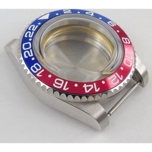 Red Blue Rotating Bezel Screw Crown Fit NH35 /NH36 ETA MIYOTA 8215 Automatic Stainless Steel 40mm Watch Case Flat Sapphire Glass