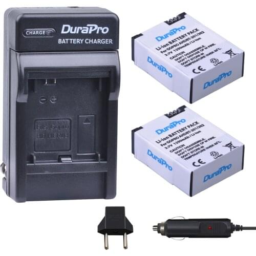 2pc AHDBT-301 AHDBT-302 Camera Battery + Car Charger + EU Adapter for Gopro Hero 3+ 3 Hero3+ Hero3 Go Pro Hero3 AHDBT 301 Camera
