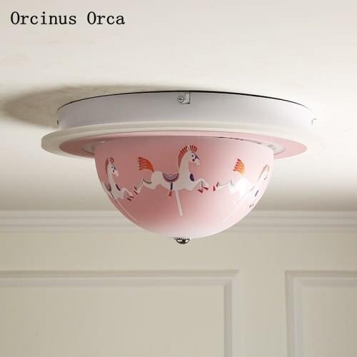 Rotating multi-level led ceiling lamp for boys girls bedroom childrens room lamp cartoon creative color Unicorn ceiling lamp