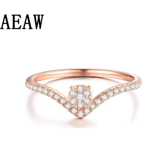 Solid 14K Rose Gold Round DF Moissanite Engagement Ring Band lab Diamond Solitaire Wedding for Women