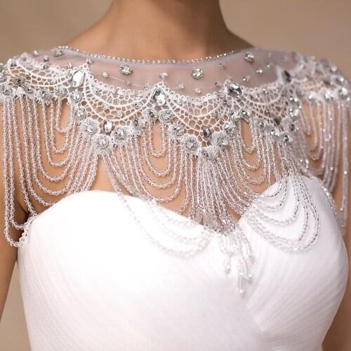 Luxury Wedding Bolero Short Crystals Beading Bridal Wrap Jacket Appliques for Women Evening Accessories 2021
