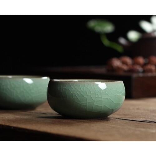 5 colors Geyao china Porcelain coffee cup Ge Kiln Chinese Longquan Celadon Gaiwan Bowl Celadon Crackle Teacup cups 45ml tea set
