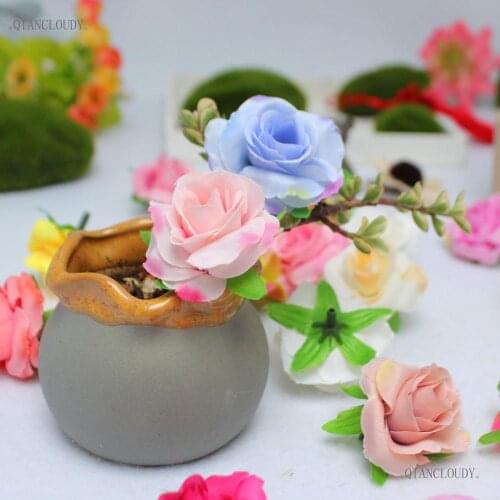 5 pieces Artificial handmade Rose European Camellia buds Silk flower Heads Floral Craft Garland wedding wreath decoration D76