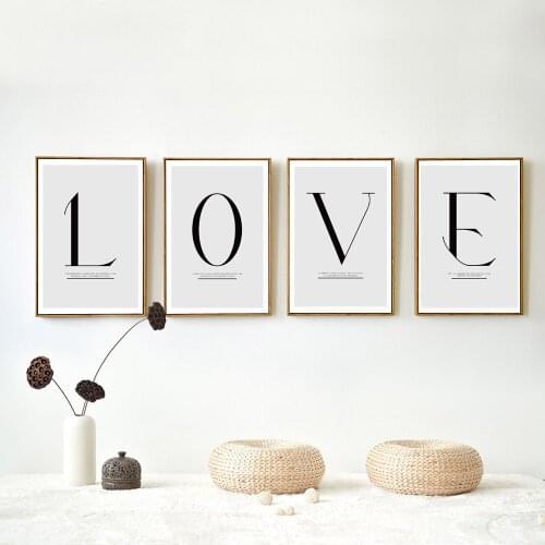 Abstract "Love" Canvas Prints Painting Inspirational 26 Letters Quote Poster Canvas Painting For Living Room Home Decor Wall Pic