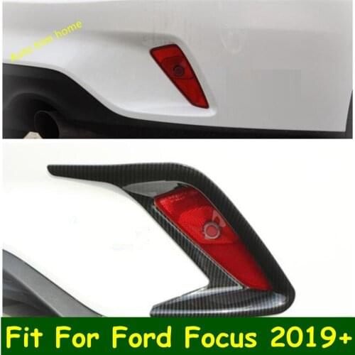 Exterior Refit Kit Rear Fog Lamps Lights Frame Cover Trim For Ford Focus MK4 2019 - 2021 Sedan ABS Chrome / Carbon Fiber Look