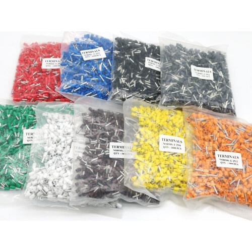 Free Shipping 100pcs E2508 for 2.5mm2,14 AWG Pre-insulated Terminal Tubular Connector Bootlace Ferrules Cord Pin End