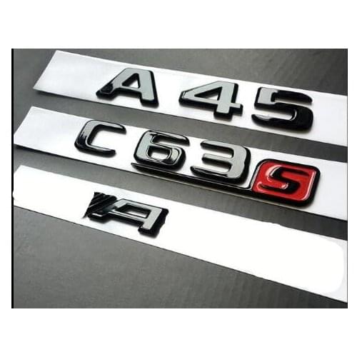 GLOSS BLACK Chrome Trunk Letters Emblem Emblems Badges for W176 A45 C63S A45 C63 E63S 2017