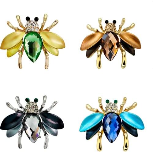 Cute Fashion Big Crystal Bee Animal Shiny Rhinestone Brooch Pins For Women Sweater Accessories Jewelry
