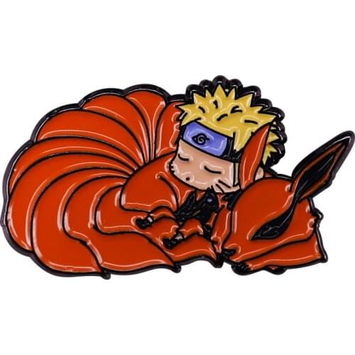 Uzumaki NNaruto Sitting on Kyuubi Kurama Brooch Chakra Mode Pin Anime Fandom Art Wonderful Collection