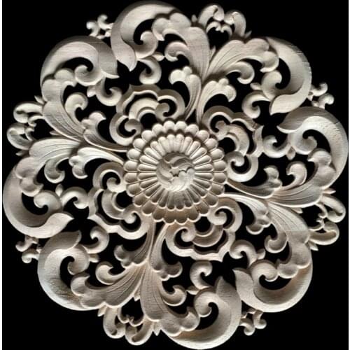 Decorative Wood Appliques for Doors for Furniture Cabinet Unpainted Wooden Mouldings Decal Decorative Figurine 15CM 20CM 30CM