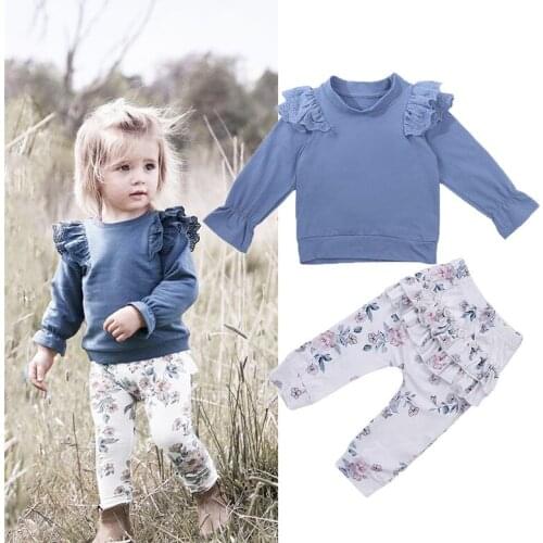 1-4T Toddler Kid Baby Girl Floral Clothes set Autumn Ruffles Top pant suit Elegant Cute Sweet Clothing Outfit