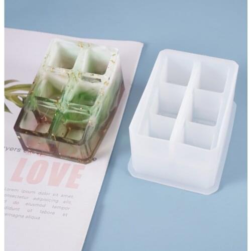 DIY Crystal Molds Lipstick Collection Box Square Table Decoration Container Silicone Mould For Resin Making Storage Resin Mold
