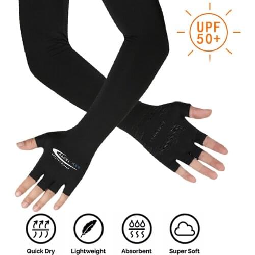 Breathable Arm Sleeves Full-finger UV Protection Hand Cover Elbow Pad Fitness Armguards Cycling Arm Warmers
