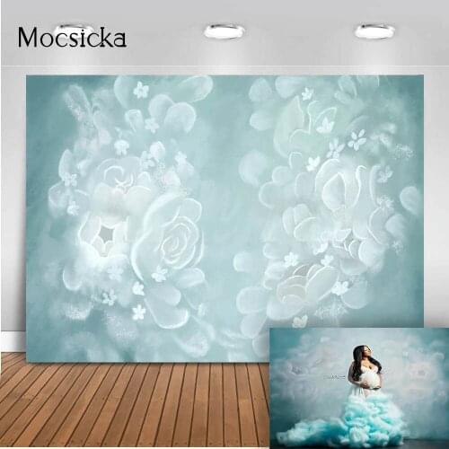 Bride Portrait Photography Background White Floral Background for Photo Studio Newborn Kids Head Shot Birthday Photo Background