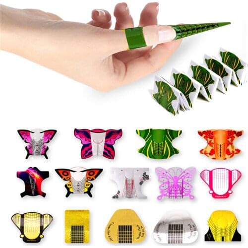 100Pcs Nail Form Butterfly Shaped Nail Extension Tips Self-Adhesive Nail Tips DIY Tools For Nail Gel DIY Home Salon Supplies