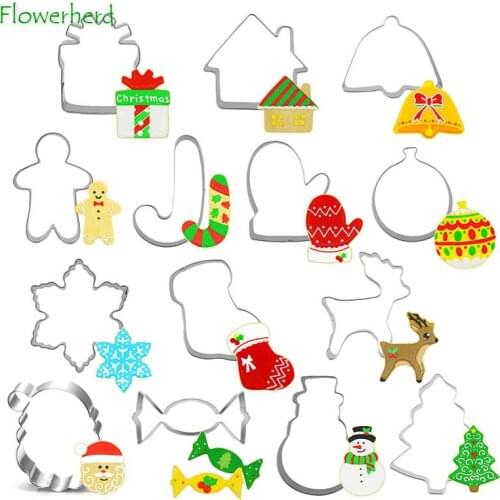 Christmas Tree Deer Cookie Cutter Biscuit Mold Press Stamp Embosser Sugar Pasty Accessories DIY Cake Baking Mould Baking Tools