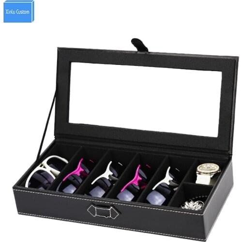 2021 New Black Sunglass Watch Jewelry Dispaly Storage Case Box Sunglass Black Leather Velvet Gift for Women Collect Box WBG1095
