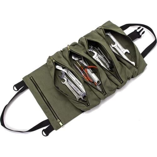 Hot Sale Canvas Roll Up Tools Pouch Bags Wrench Organizer Carrier Car Back Seat Storage Bags WF