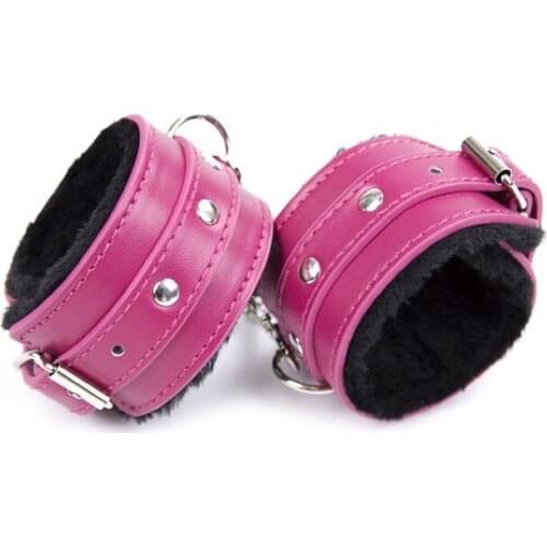 Bundle Bondage Tight Pink Plush Handcuffs Shackles Female Femdom Adult Sex Toys Plush Toy Shackles
