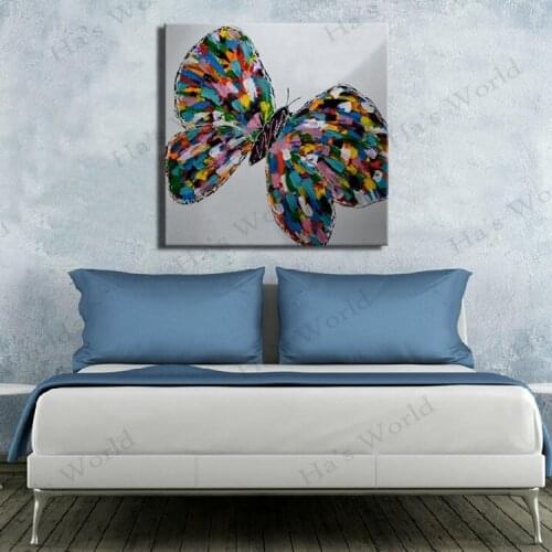Colorful Butterfly Oil Painting Modern Abstract Butterfly Canvas Painting Hand Painted Art Canvas Paint Wall Art for Room Decor