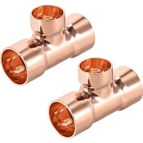 Uxcell 5/8" x 3/4" Copper Tee Copper Pressure Pipe Fitting for Plumbing Supply air conditioning cooling hydraulic system