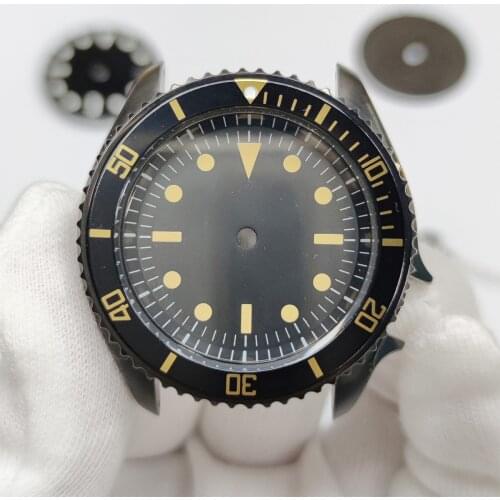 NH35 NH36 41.5mm Case Sapphire Glass Black Electroplated Stainless Steel NH35 NH36 Movement Watch Assembly