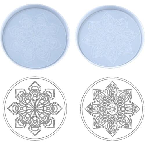Datura Flowers Coaster Epoxy Resin Mold Cup Mat Mug Pad Silicone Mould DIY Crafts Home Decortaions Casting Tool