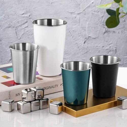 350/500ML Stainless Steel Coffee Cups Portable Milk Beer Mugs Juice Cold Water Drinking Cup Winebowls Home Bar Tools No Logo