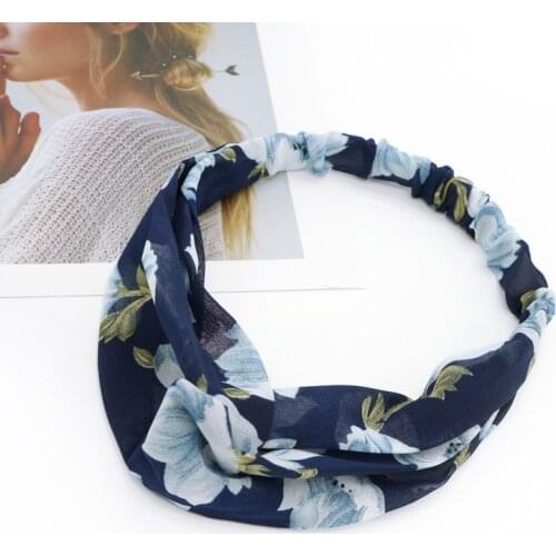 Flower headband Fashion Retro Women Elastic Turban Twisted Knotted Ethnic Headband Floral Wide Stretch Girls Hair Accessories