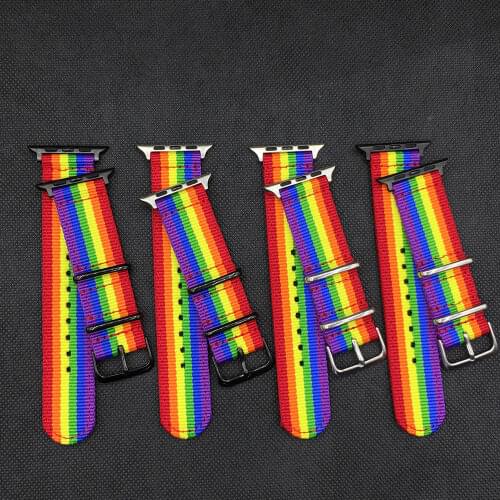 Rainbow Watchband for Apple Watch Band 38mm 40mm 42mm 44mm Nylon Strap Bracelet Belt Wrist band for iWatch Series 5 4 3 2 1