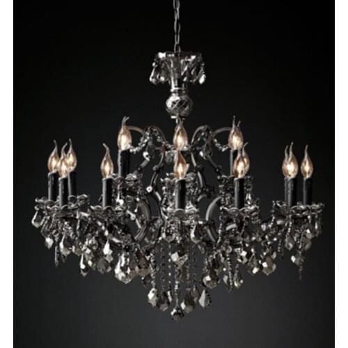 Rococo Iron & Crystal Chandelier Lighting Modern Retro LED Chandeliers Pendant Lamp Hanging Light for Living Dining Room