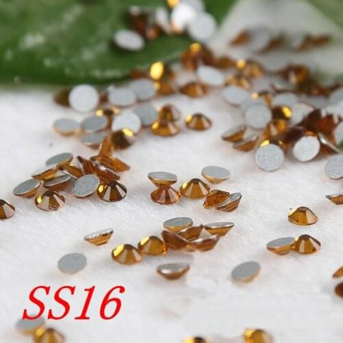 SS16 1440PCS Gold Crystal Glass decoration nails art rhinestones non hot fix rhinestone 3d nail decoration