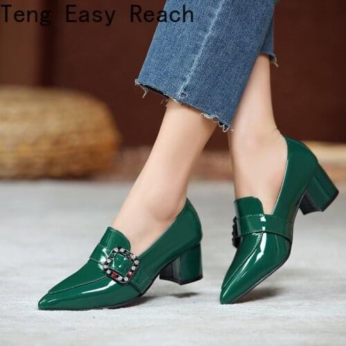 Fashion Sexy Low Heels Shoes Female Elegant Pointed Toe Womens Pumps Shoes Green Nude Heeled Oxford Shoes Woman Brand Designer