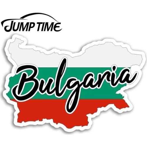 Jump Time for Bulgaria Flag Map Vinyl Stickers Travel Sticker Laptop Luggage Waterproof Accessories Car Bumper Window Decal