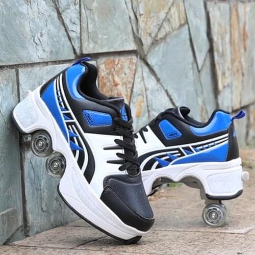 Adults Unisex Roller Skates with 4 Wheels Casual Shoes Deformation Heelys Parkour Sneakers For Kids Rounds Children Of Running
