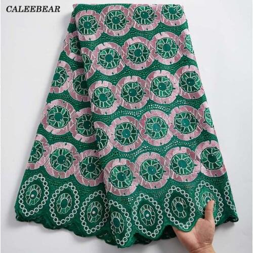 Green Swiss Voile Lace In Switzerland Embroidery African Dry Cotton Lace Fabric 2021 High Quality Nigerian Lace For Dress S2352