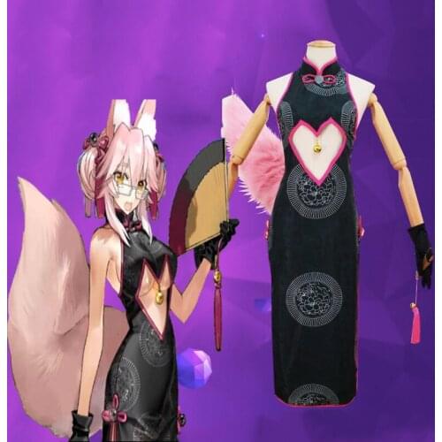 Game Fate Grand Order Cosplay Costumes Tamamo No Mae Cosplay Cheongsam Costume Halloween Party Women Sexy Cosplay Costumes