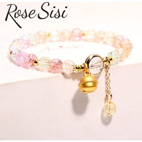 Rose sisi single-circle glass burst beads crystal bracelet female luck beads peach blossom luck Korean style students' bracelets