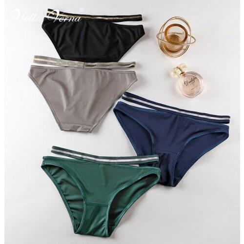 Womens Underwear Sports Soft Silk Panties Sexy Female Underpants Thong Solid Color Pantys Lingerie Plus Size Dropshipping