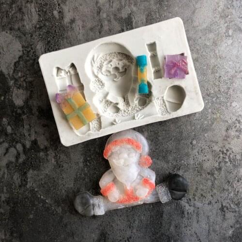 Santa Claus gift box shape liquid silicone mold, fondant soft clay epoxy glue