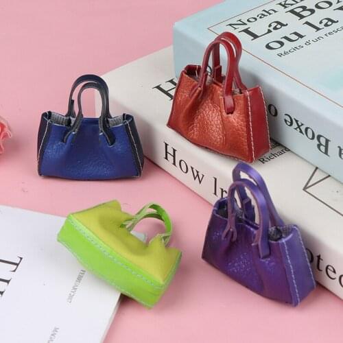 1/6 1/12 Dollhouse Miniature PU Leather Bag Handbag for Dolls Decor Accessories